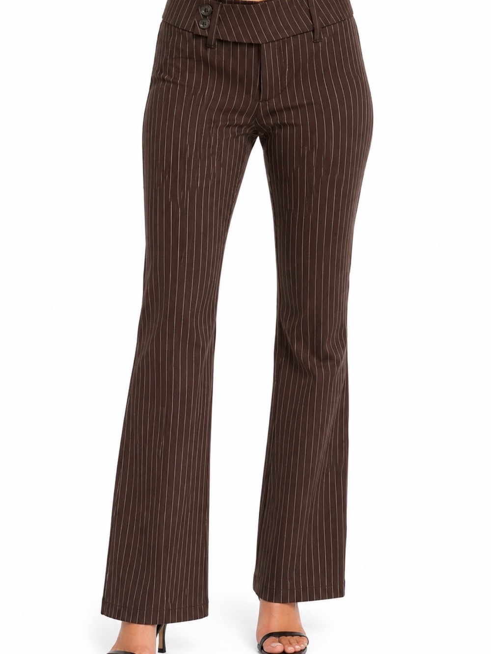 Streetwear Society Brown Pinstripe Bootcut Pants Women’s Medium Y2K Career